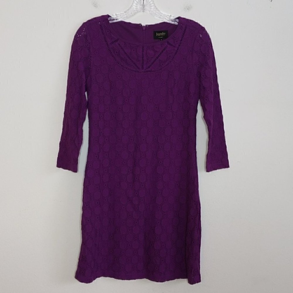 Shelli Segal Laundry Purple 3/4 Sleeve Dreess